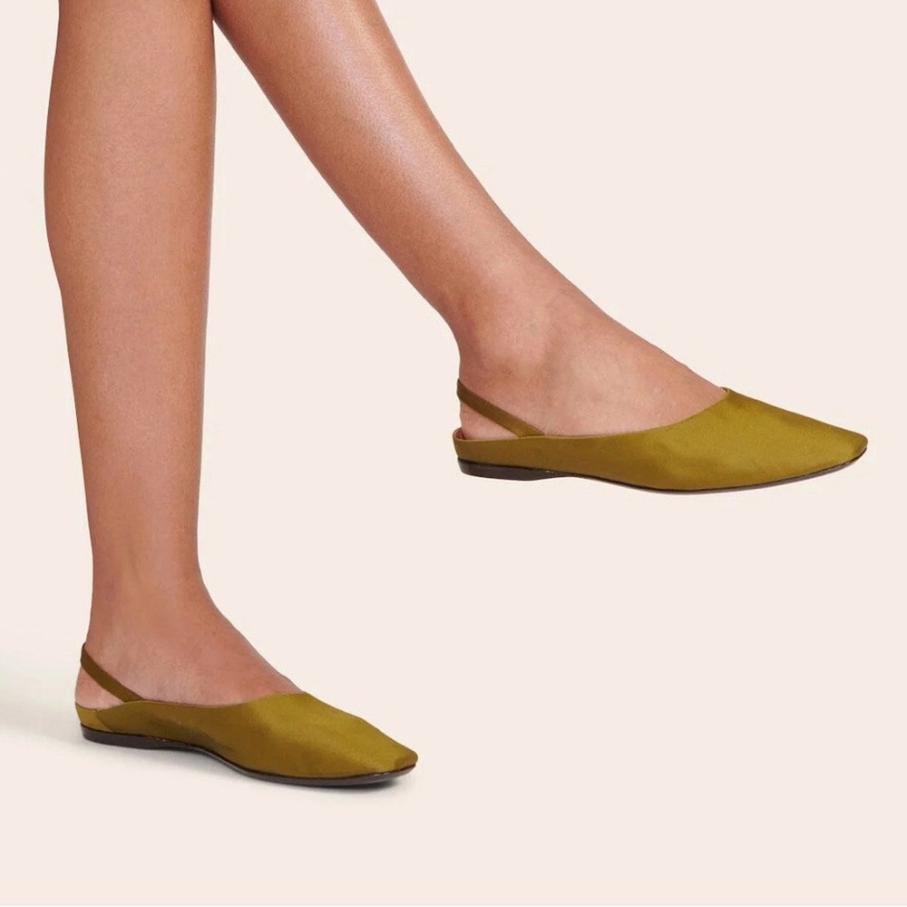 Staud Janine Olive Satin Mules